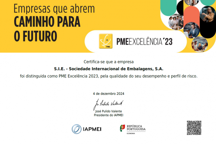 SIE distinguida com PME EXCELÊNCIA'23